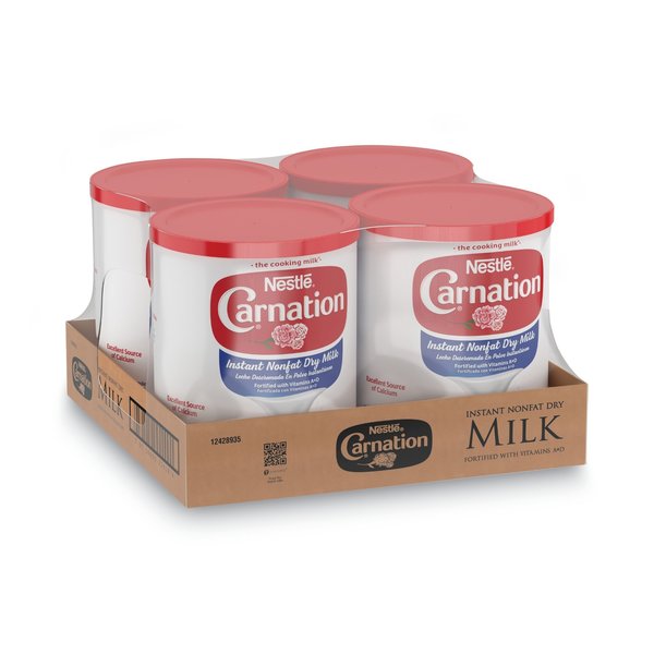 Carnation Instant Nonfat Dry Milk, Unsweetened, 22.75 oz Canister, PK4 12428935